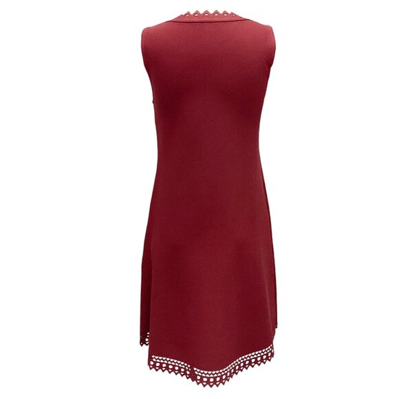 Alaia Burgundy Cut-Out Detail Sleeveless A-Line Viscose Knit Dress - Picture 3 of 4